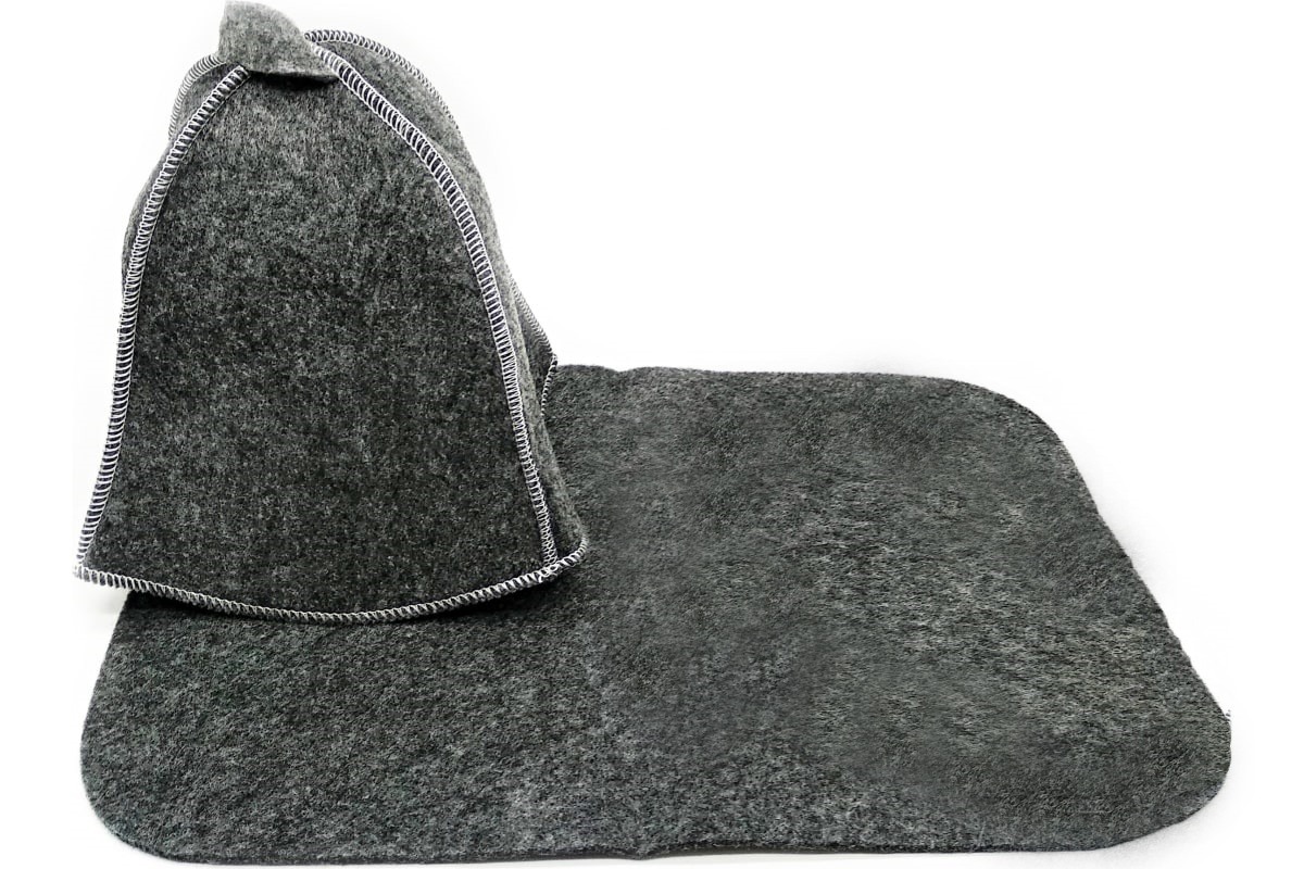 Набор для  бани из 2-х пр. Шапка, коврик "Classic gray" TM ”Бацькина баня"/15
