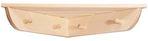 Полка-вешалка 4-х рожковая 58x11x29см угловая, липа,ТМ "Бацькина баня"