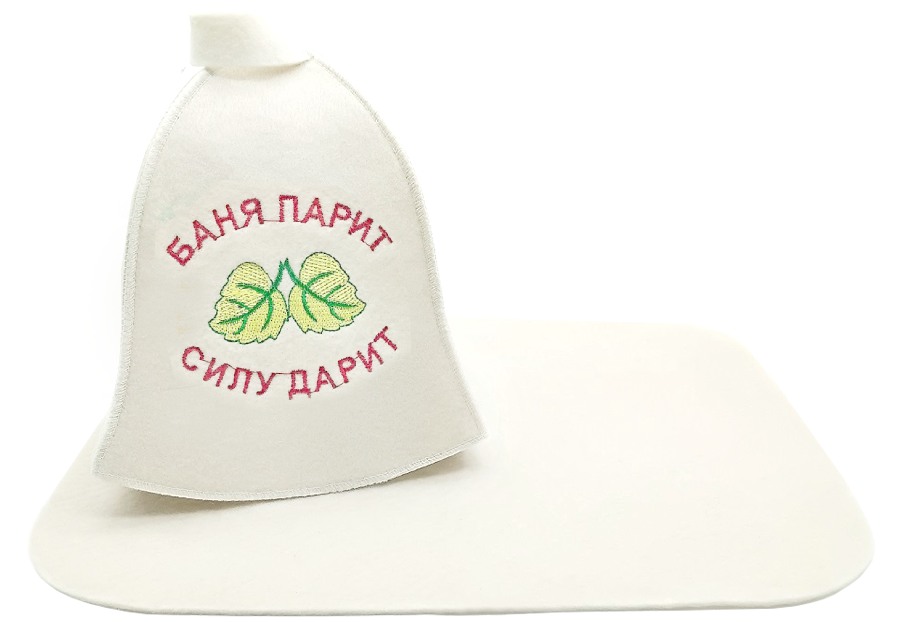Набор для бани из 2-х пр. Шапка  "Баня парит - силу дарит", коврик TM ”Бацькина баня"/15