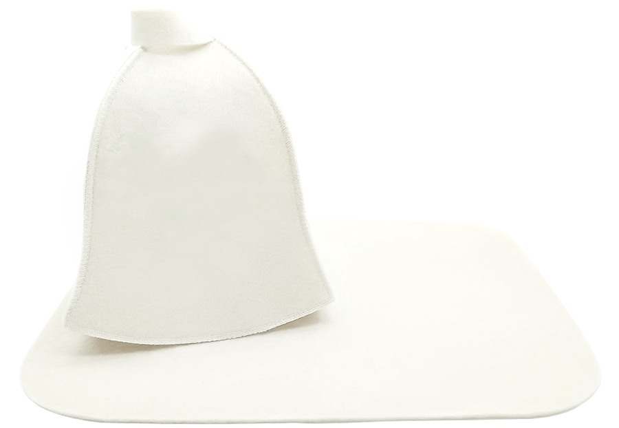 Набор  для бани из 2-х пр. Шапка, коврик "Classic white" TM ”Бацькина баня"/15