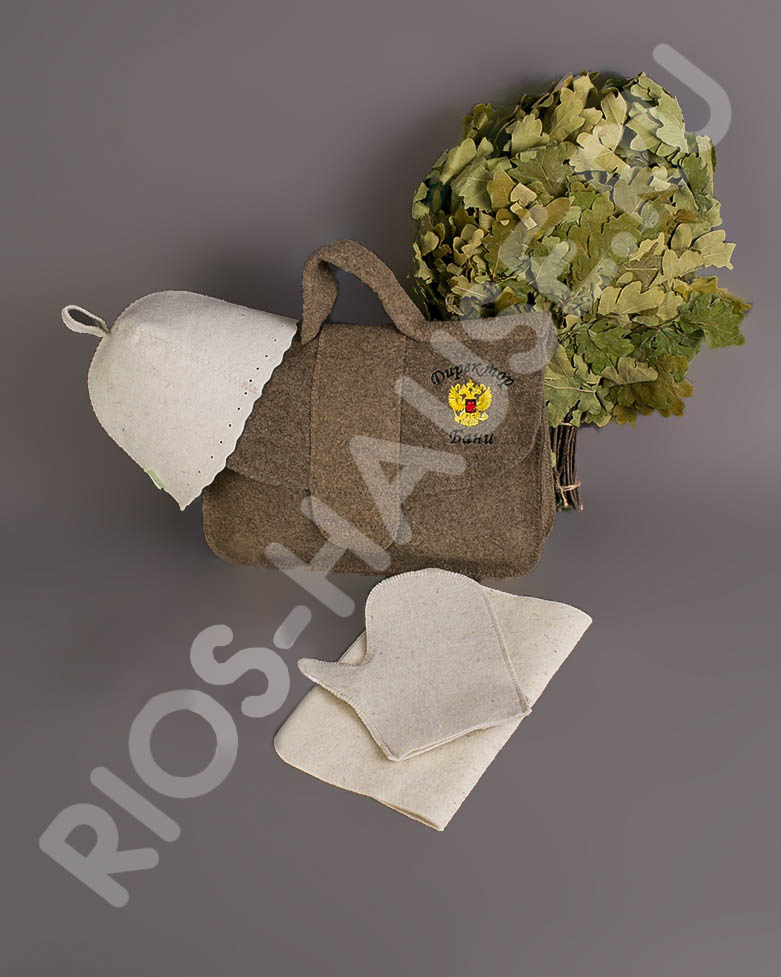 Набор для бани "Банный дипломат" (Дипломат,веник, шапка, рукавичка, коврик)/5