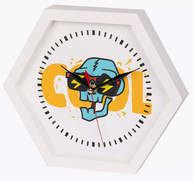 Настенная композиция с часами FotoPrint "Cool", Сота  300х260х50 мм,  КРАСКА, цвет: "Белый"