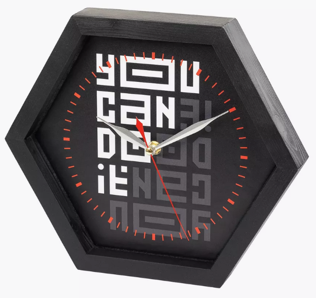 Настенная композиция с часами FotoPrint, "You can do", Сота  300х260х50 мм,  КРАСКА, цвет: "Черный"