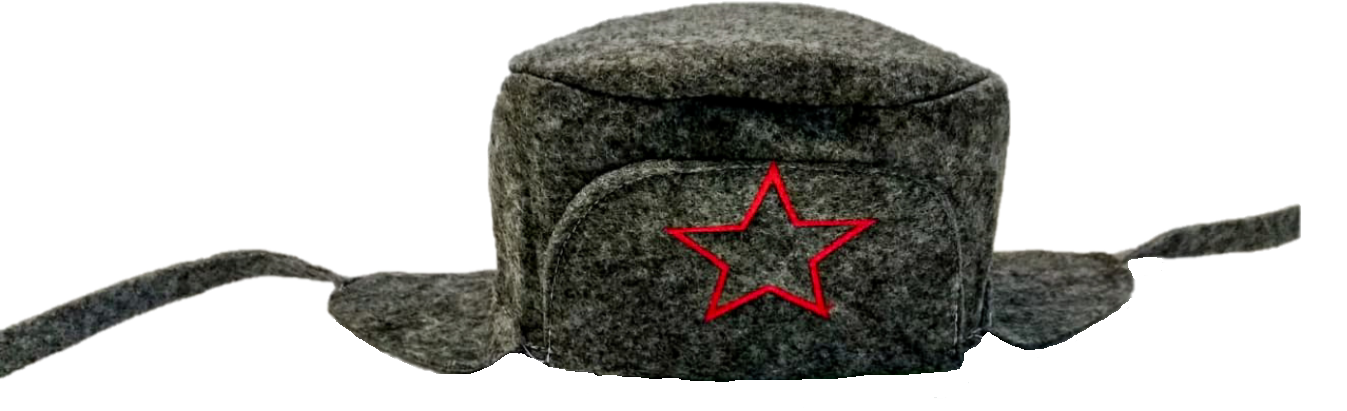 Шапка модельная для бани "Ушанка со звездой" тёмный верх, с вышивкой TM ”Бацькина баня"/25