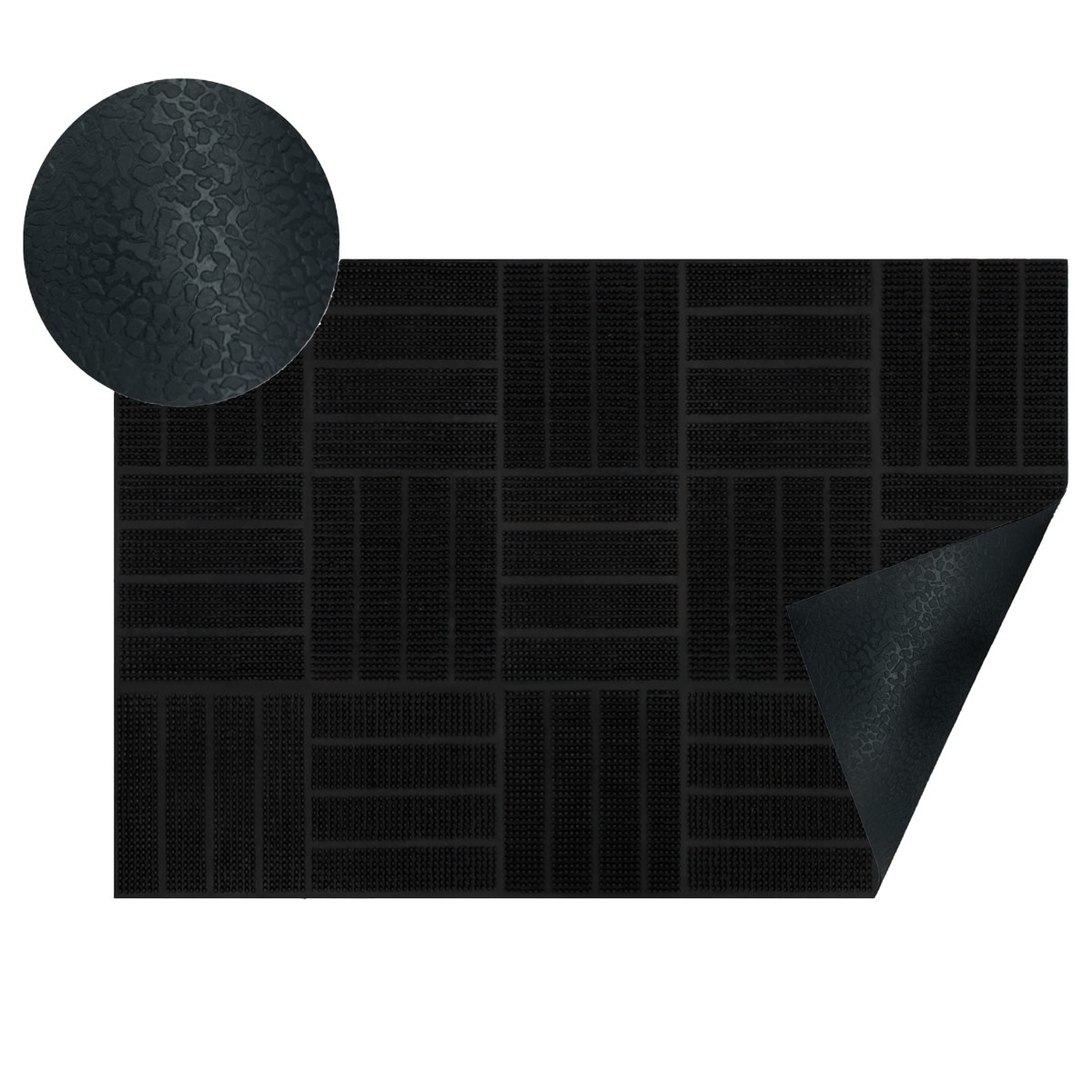 Коврик фактурный придверный 45х75см Parkett резиновый черный Blabar/10 - изображение 6